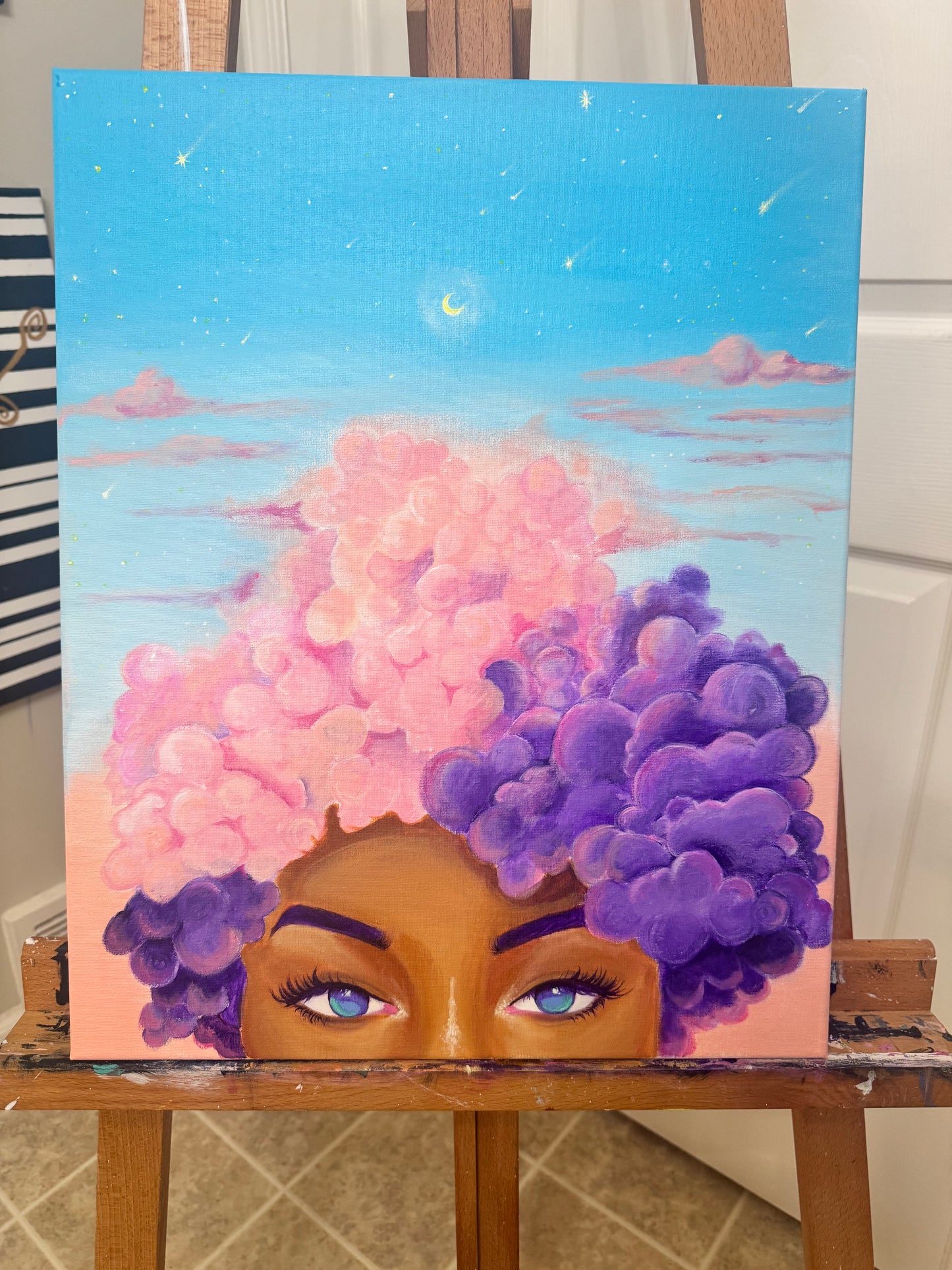 "Head In Clouds" Acrylic Painting