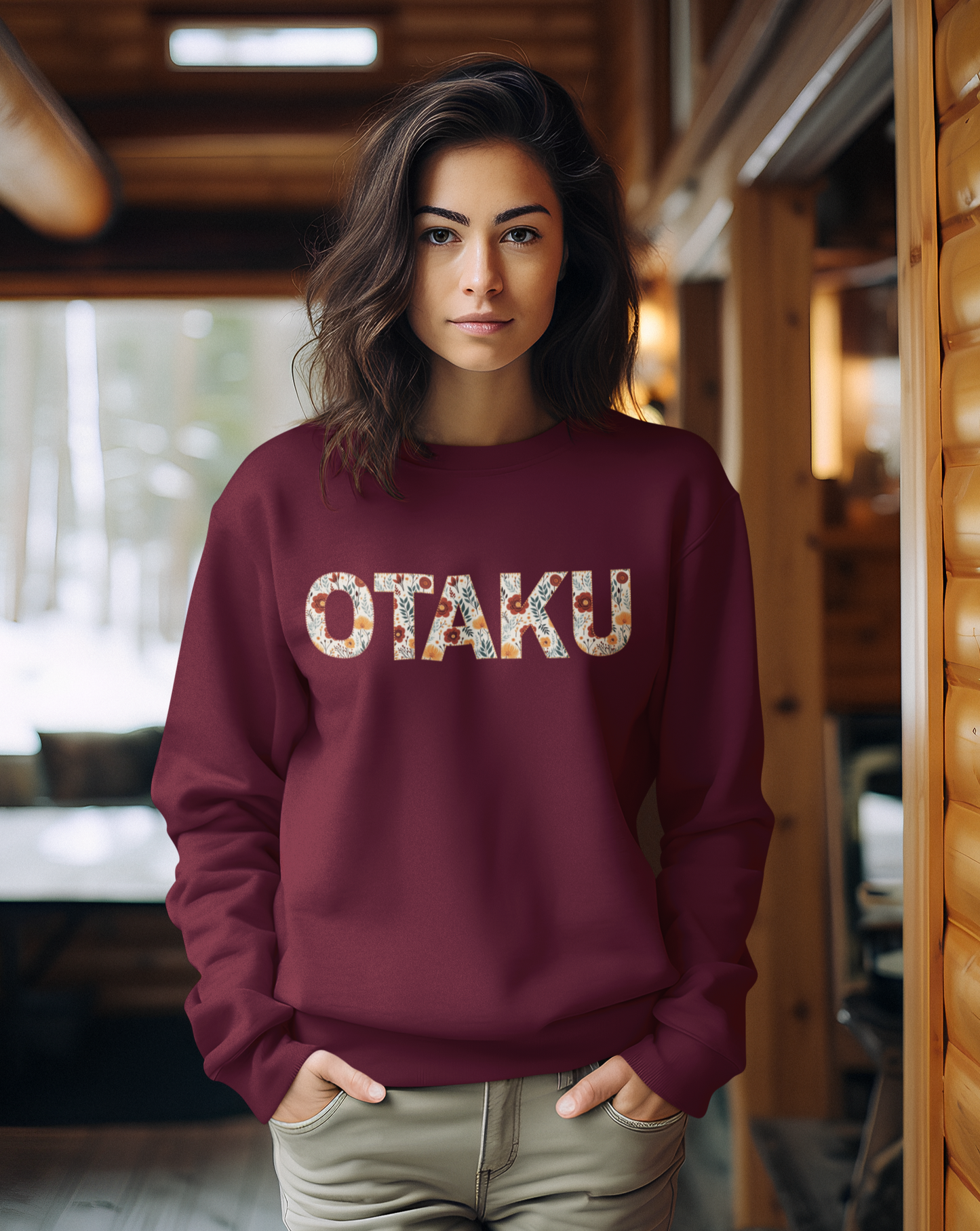 Floral "Otaku" Print Sweatshirt